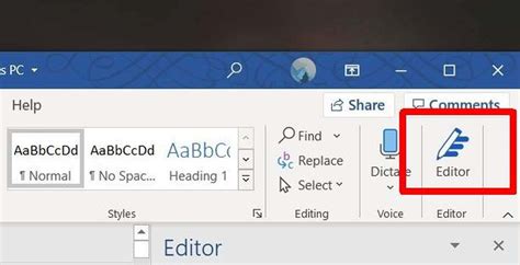 where is microsoft editor in word