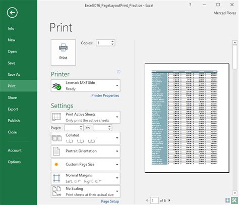 where is print layout in excel