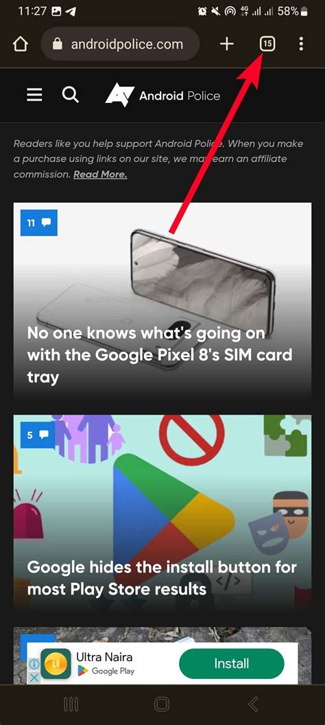 where is switch tabs on android