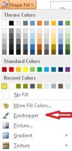 where is the eyedropper in powerpoint 2010