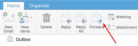 where is the forward button in outlook