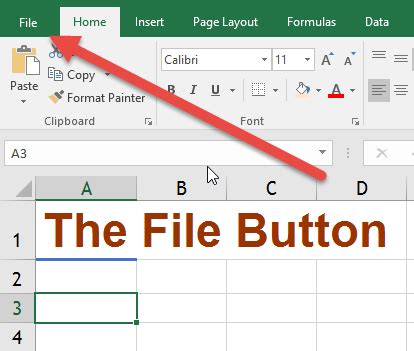 where is the microsoft office button in excel 365