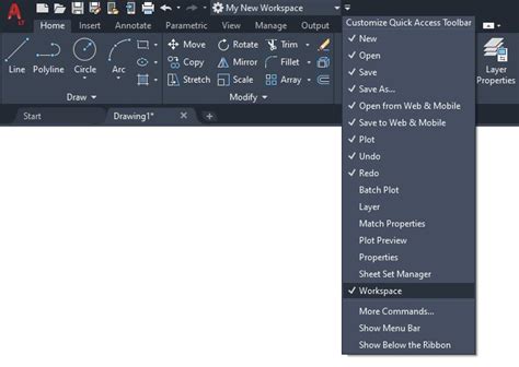 where is the quick access toolbar located in autocad
