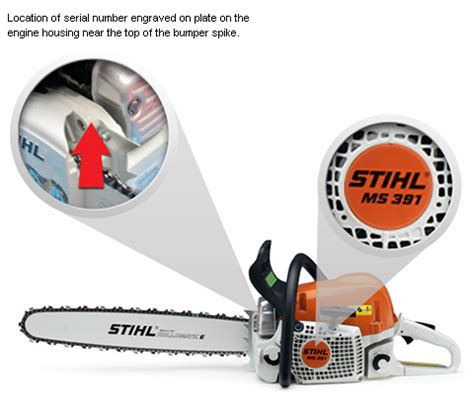 where is the serial number on a stihl chainsaw