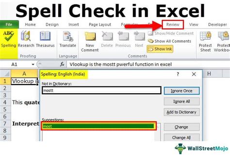 where is the spell check in excel