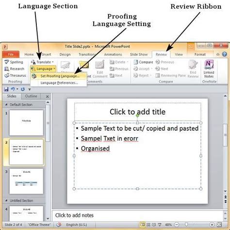 where is the spell check in powerpoint