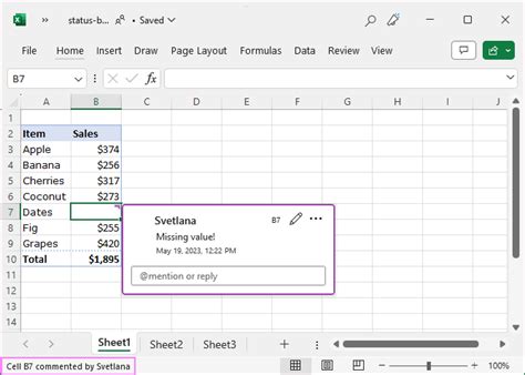 where is the status bar in excel on mac