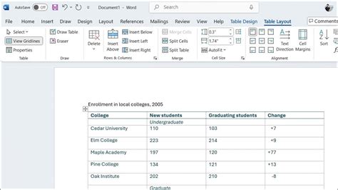 where is the table design tab in word