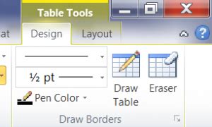 where is the table tools layout tab in word