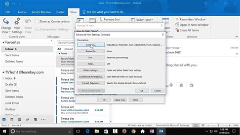 where is view settings in outlook