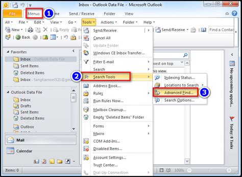 where to find advanced security options in outlook
