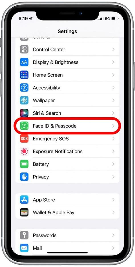 where to find face id and passcode on iphone 16