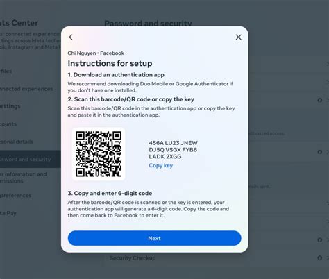 where to find facebook qr code for authenticator app