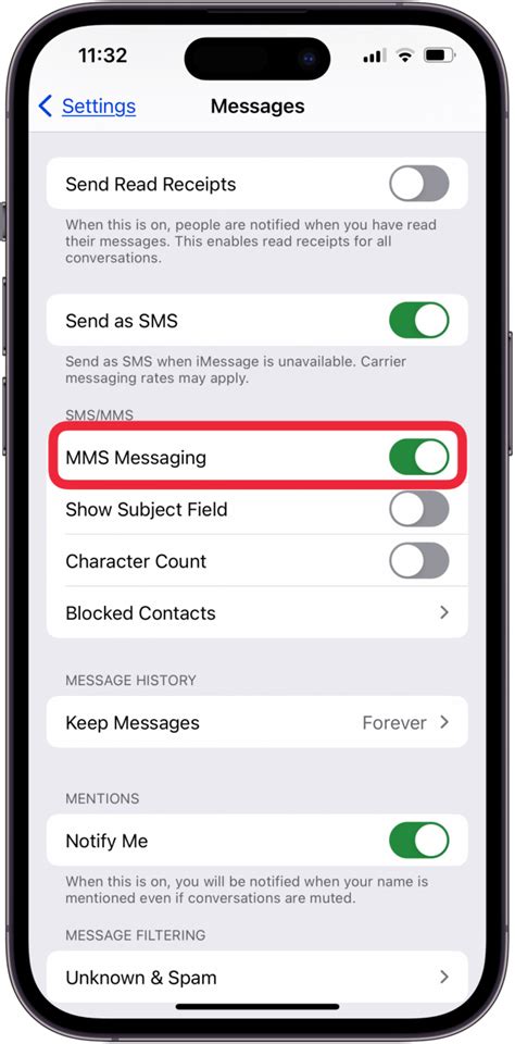 where to find group messaging in settings