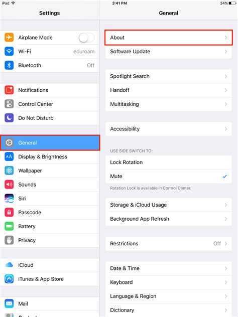 where to find ios version on ipad