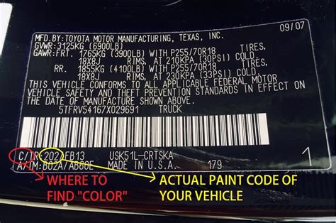 where to find the color code on a car