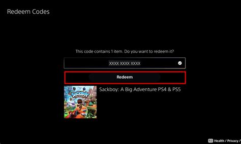 where to redeem code on ps5