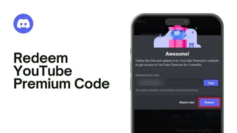 where to redeem youtube premium code from discord