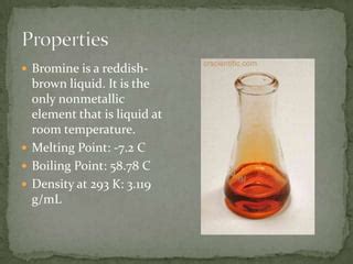 which element in group 7 is a reddish brown liquid at room temperature