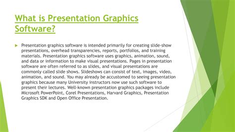which of the following is a presentation graphics software