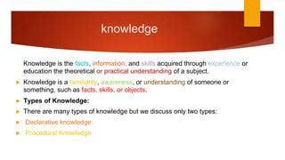 which of the following is an example of a declarative knowledge representation