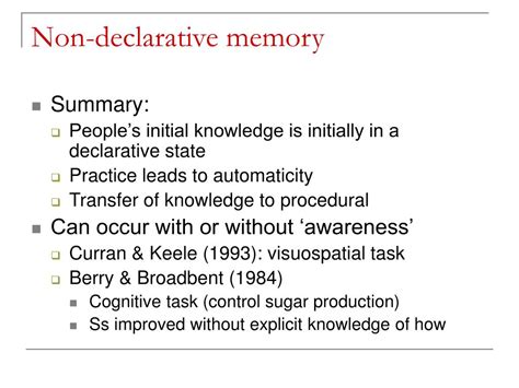 which of the following is an example of non declarative memory
