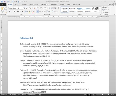 which of the following is correct regarding the reference list in apa
