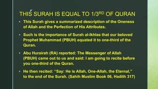 which surah is equal to 1/2 of quran