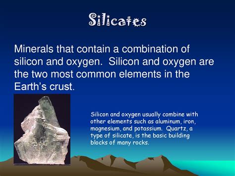 which type of mineral is composed of silicon oxygen and usually a metal