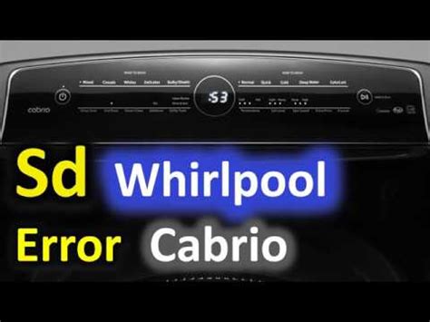 whirlpool cabrio washer error code sd