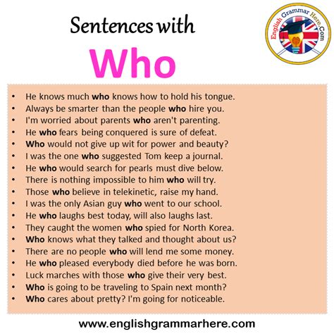who in a sentence example