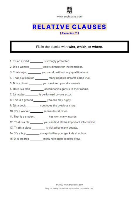 who whose relative clause exercise