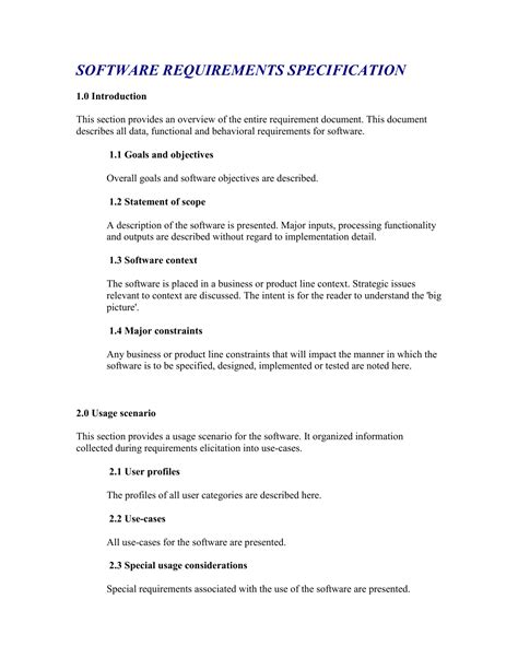 who writes the software requirement specification doc