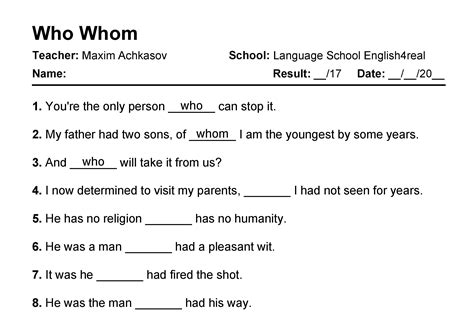whom questions examples with answers pdf