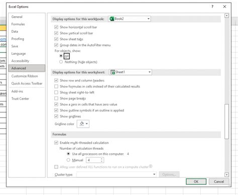 why are my page layout options greyed out in excel