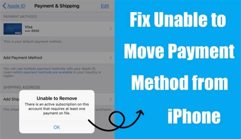 why can't i edit payment method on iphone
