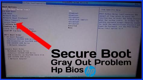 why can't i enable secure boot in bios hp
