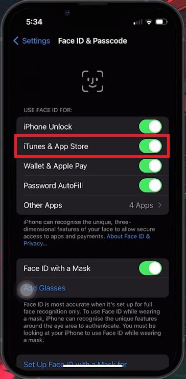 why can't i install apps using face id
