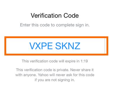 why can ti get my yahoo verification code