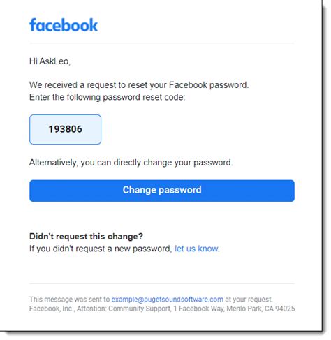 why did i get a facebook account recovery code email