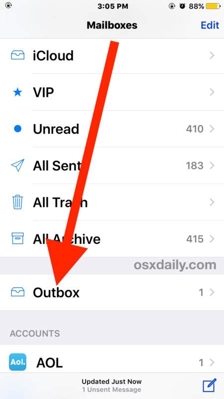 why do my emails keep going to outbox on iphone