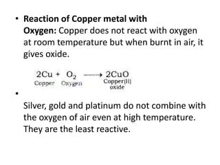 why does gold not react with oxygen