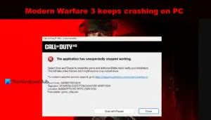 why does mw3 keep crashing pc