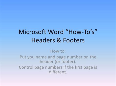 why header and footer use in ms word
