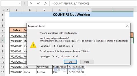 why is countif function not working in excel