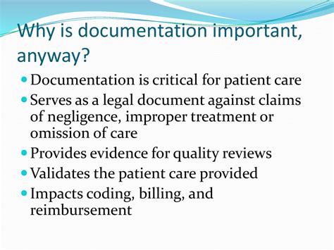 why is documentation important in health care