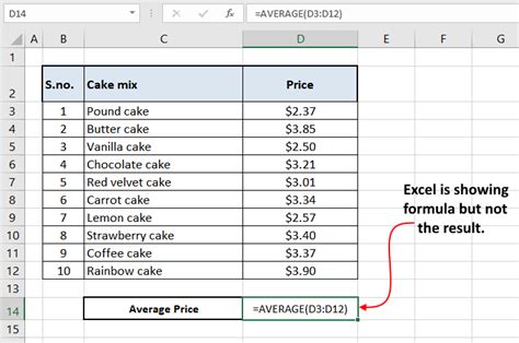 why is excel not returning formula result