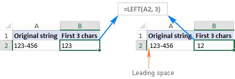 why is left function not working in excel