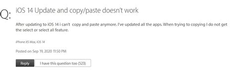why is my copy paste not working ios