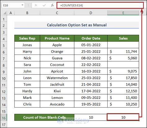 why is my count not working in excel